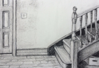 final drawing of the hallway and stairs