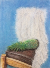 chair with throw and pineapple in chalk pastels